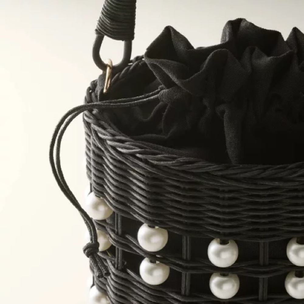 NWT Pearl Embellished Basket Bucket Bag - kate spade new york x Target Black - Picture 4 of 11